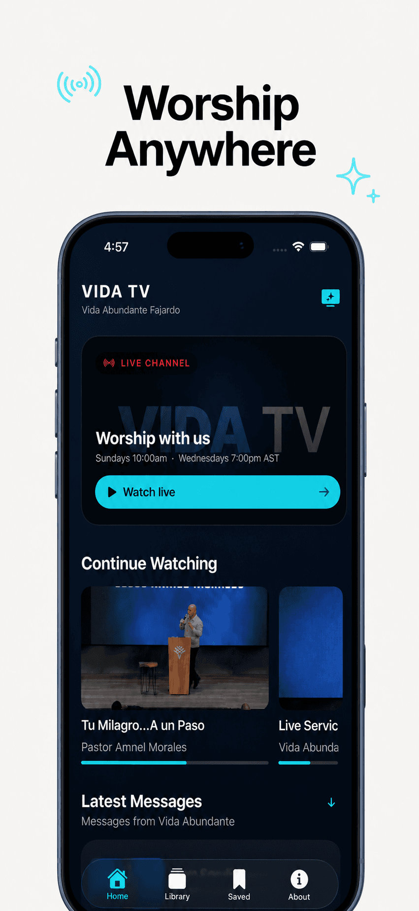 VIDA TV home screen on iPhone 17 Pro
